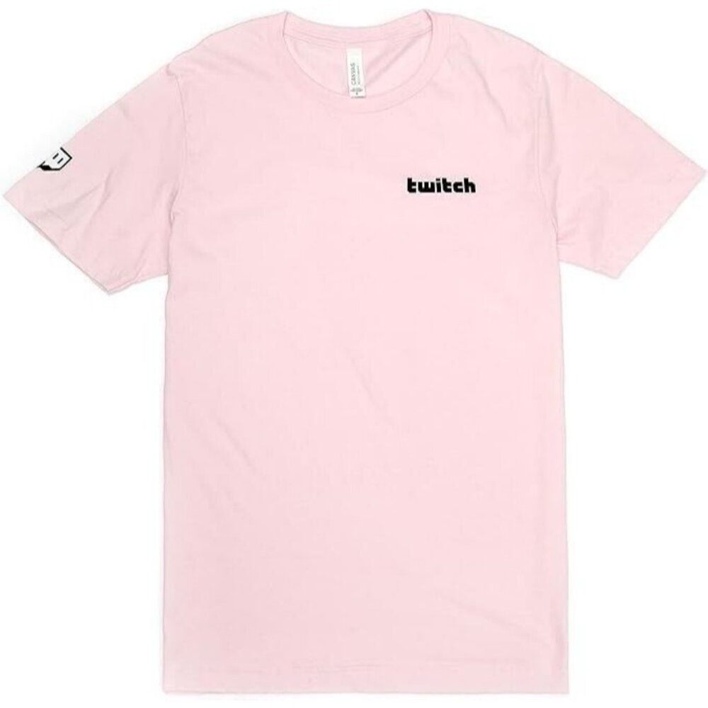Twitch Logo Wordmark Short Sleeve T-Shirt Tee Shirt Pink Men's